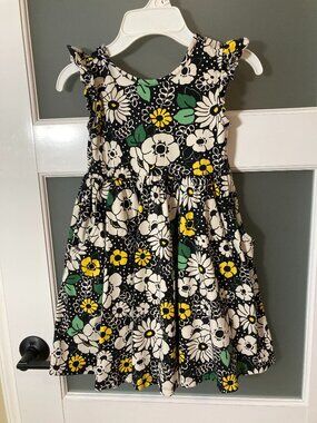 Hanna Andersson Ruffle Sleeve Skater Dress - Beautiful floral - 6-7 y - 120 cm